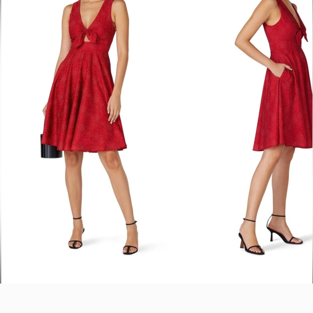 Hutch Red Polka Dot Dress‎ with Bow Detail Sz M